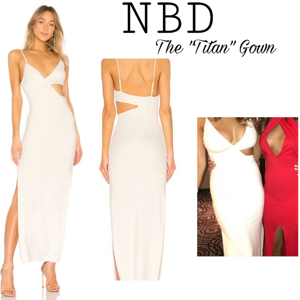 NBD "Titan" Gown in white. Sz Sm. NWT. ORG $228
